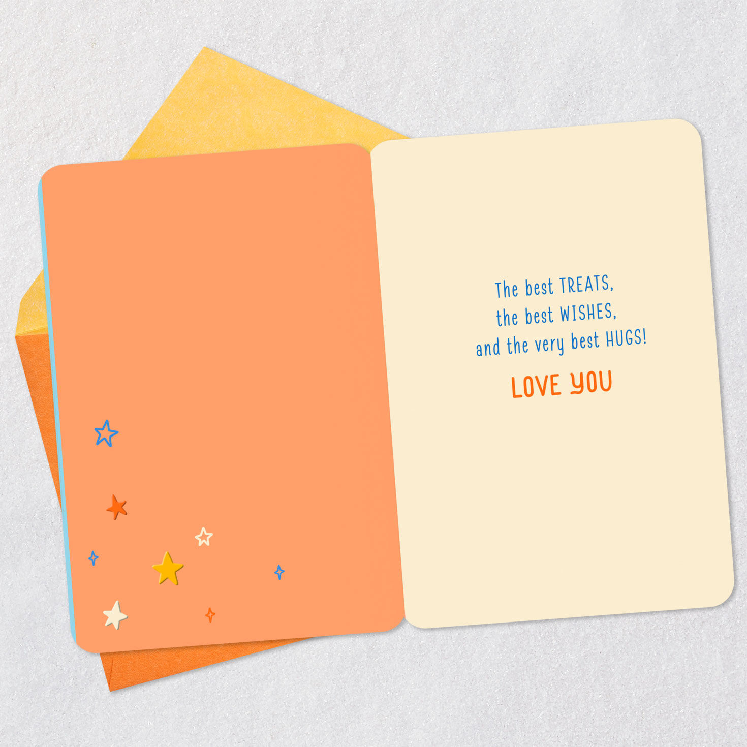 Blue, Gold and Yellow Great-Grandpa Birthday Card Open card with envelope image number 3