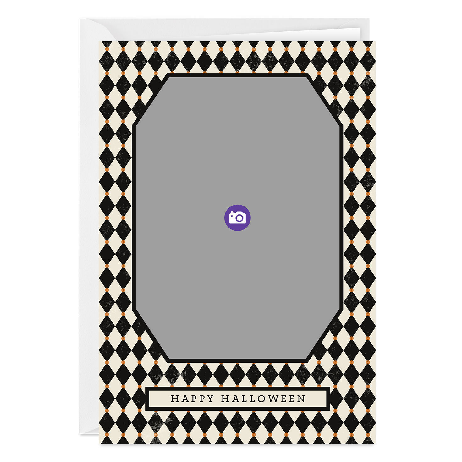 Black Diamonds Frame Personalized Halloween Card  image number 3