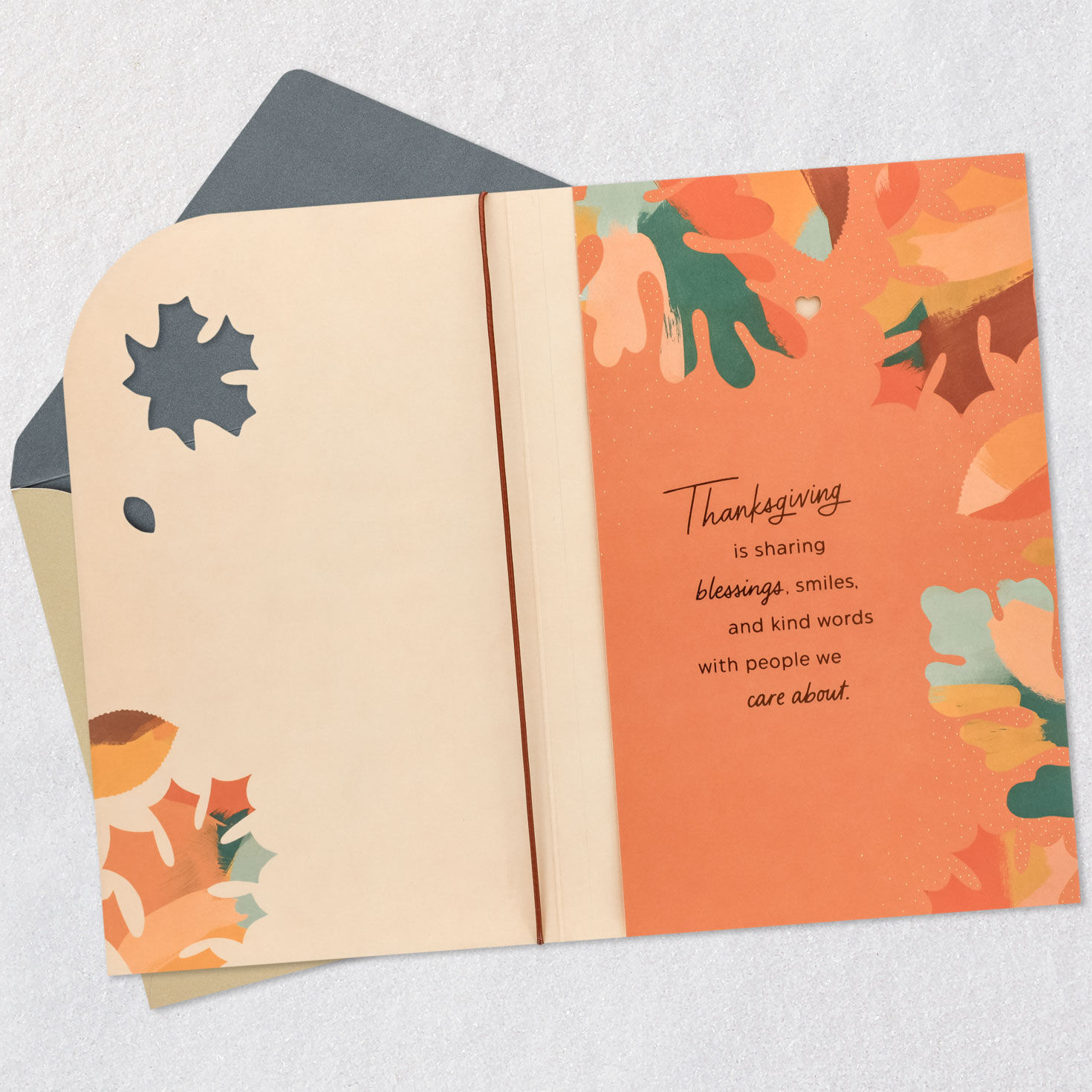 Autumn Leaves Thanksgiving Card Open card with envelope image number 4