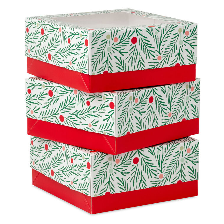 Branches and Berries 3-Pack Holiday Windowed Gift Boxes