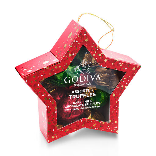 Godiva Assorted Chocolate Truffles Star Ornament, 10 pieces, 