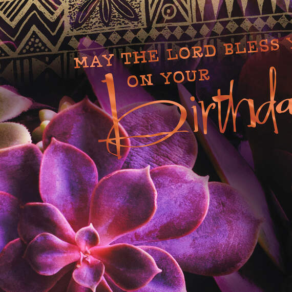 Succulents May the Lord Bless You Religious Birthday Card, , large image number 4