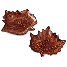 Autumn Leaf Glass Plates, Set of 2, Autumn Leaf Glass Plates, Set of 2, , large
