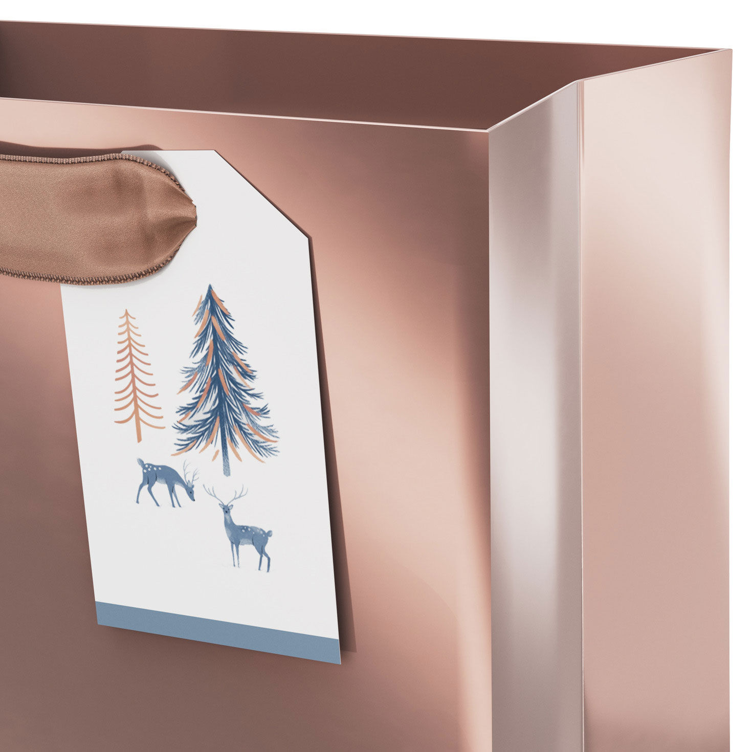 Peace on Earth Rose Gold Small Holiday Gift Bag Handle Detail image number 4