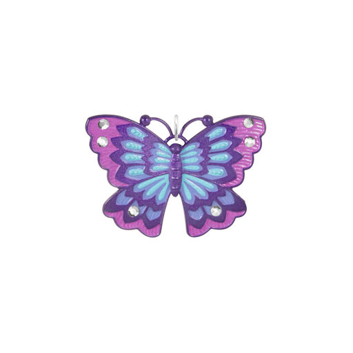Mini Little Purple Butterfly Metal Ornament, 1", 