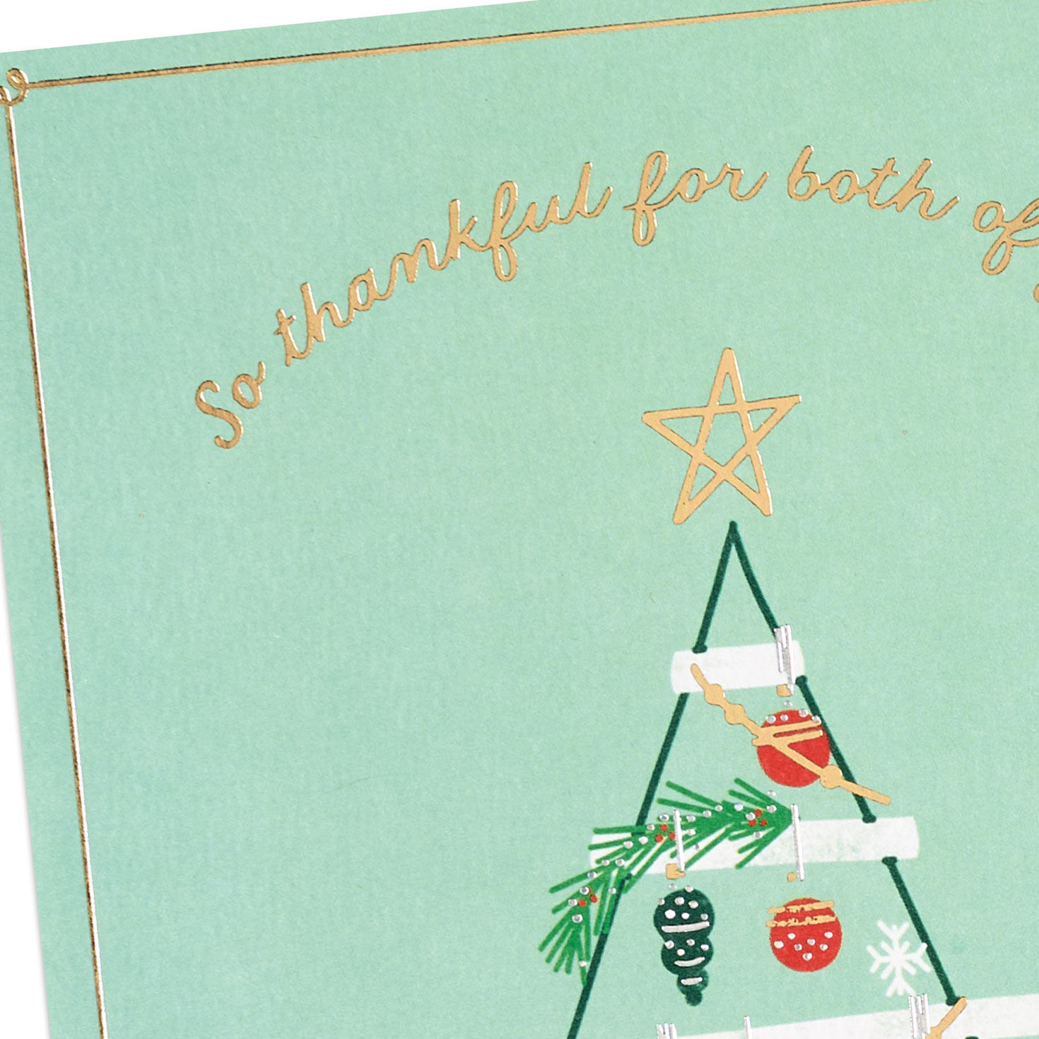 Decorated Tree Family Christmas Card for Both Card Front Detail image number 4