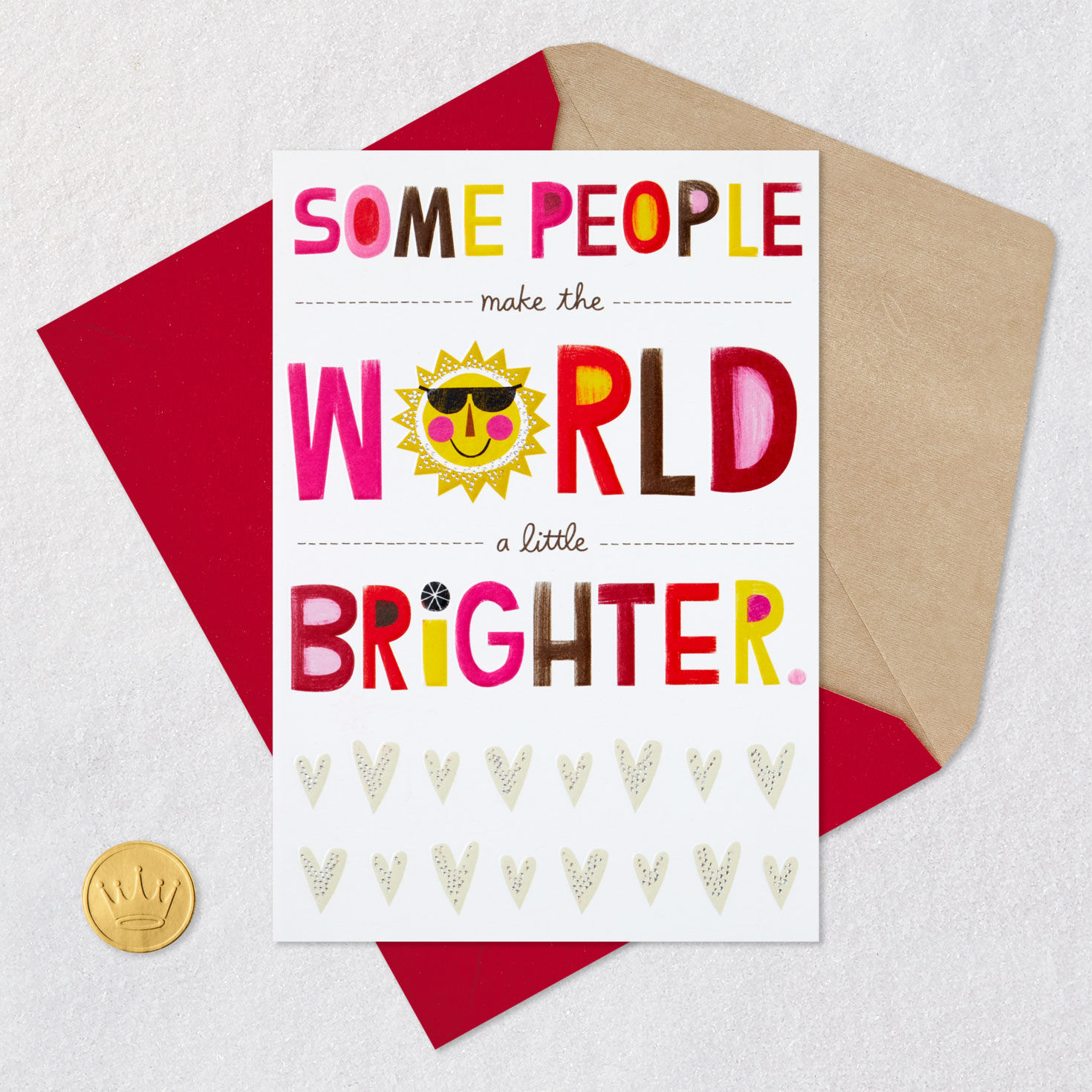 Colorful Sun and Lettering Pop-up Valentine's Day Card Card Front with Envelope and Gold Seal image number 5