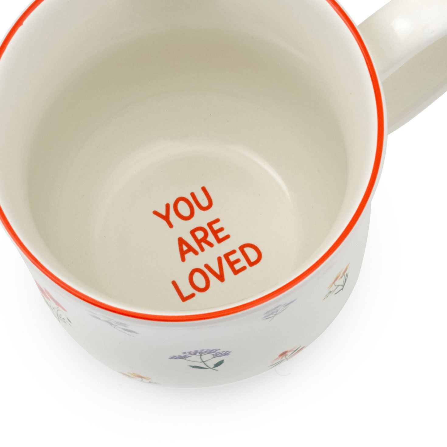 Colorful Botanicals on White Feminine Mug inside mug image number 3