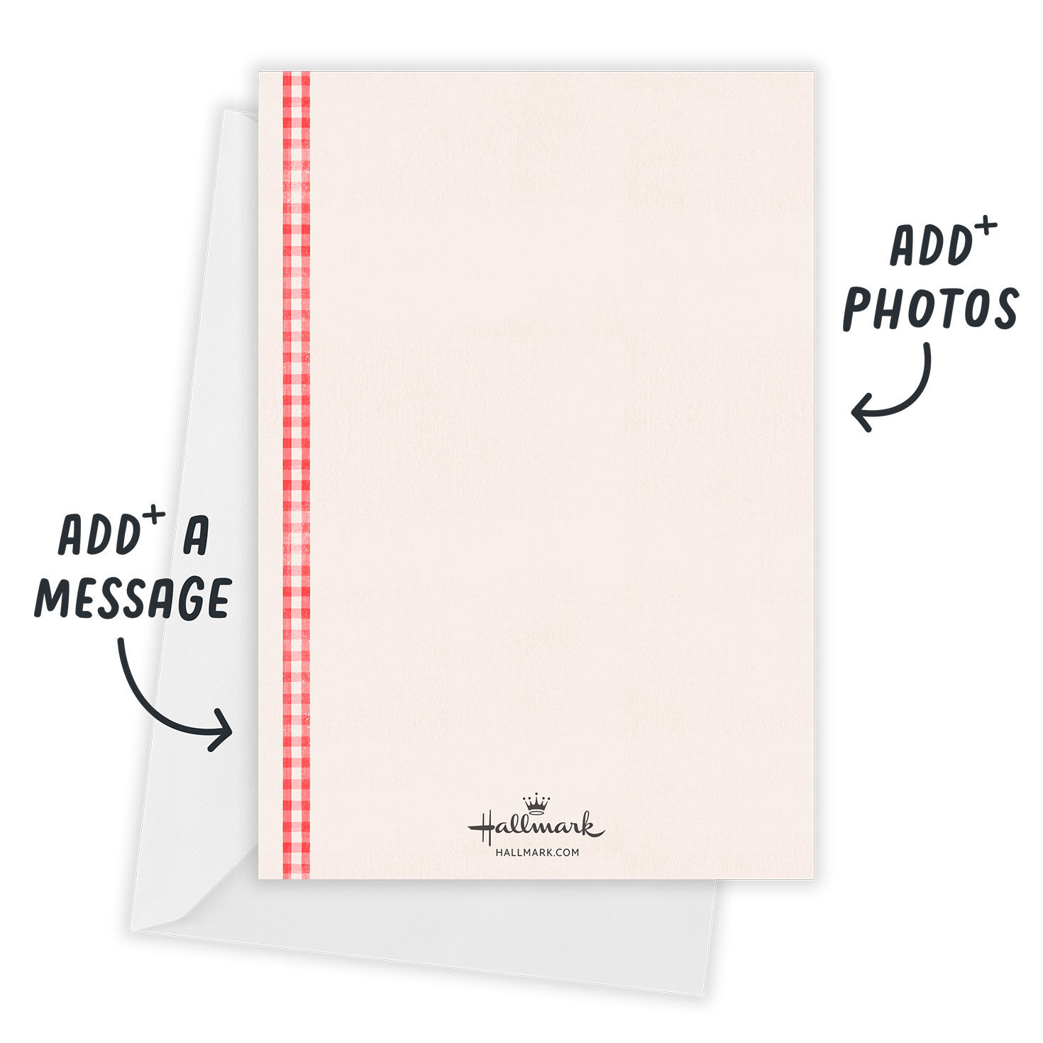 Red Checked Barbecue Personalized Party Invitation Card back with Envelope indicating personalization image number 3