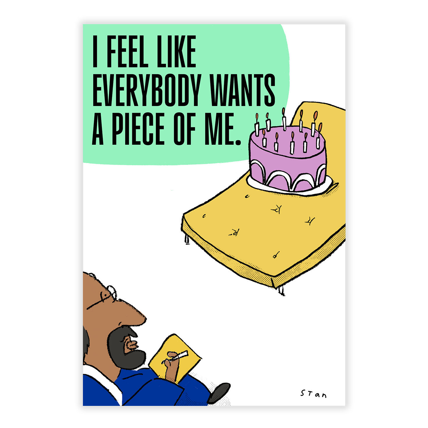 Cake on Therapy Couch Personalized Birthday Card front image number 2