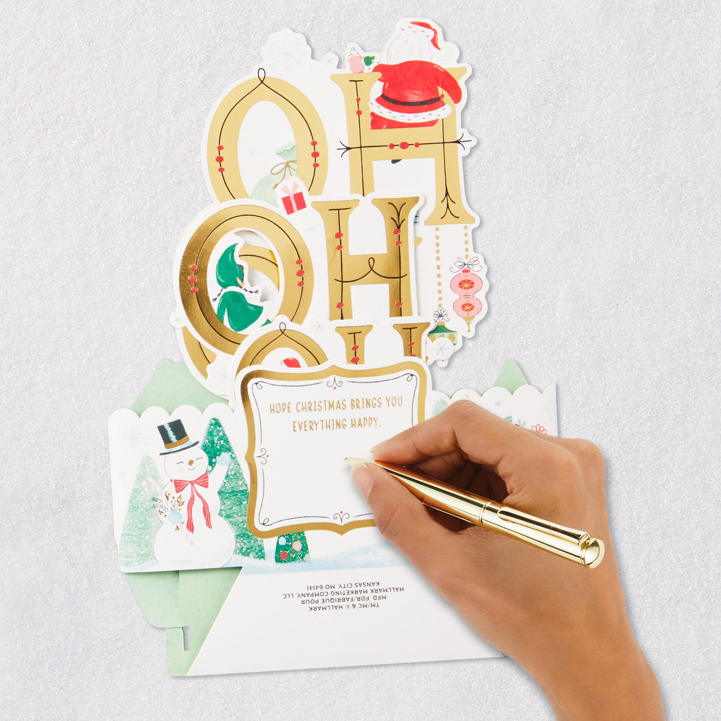 Vintage Ho, Ho, Ho Santa 3D Pop-Up Christmas Card, , large image number 7