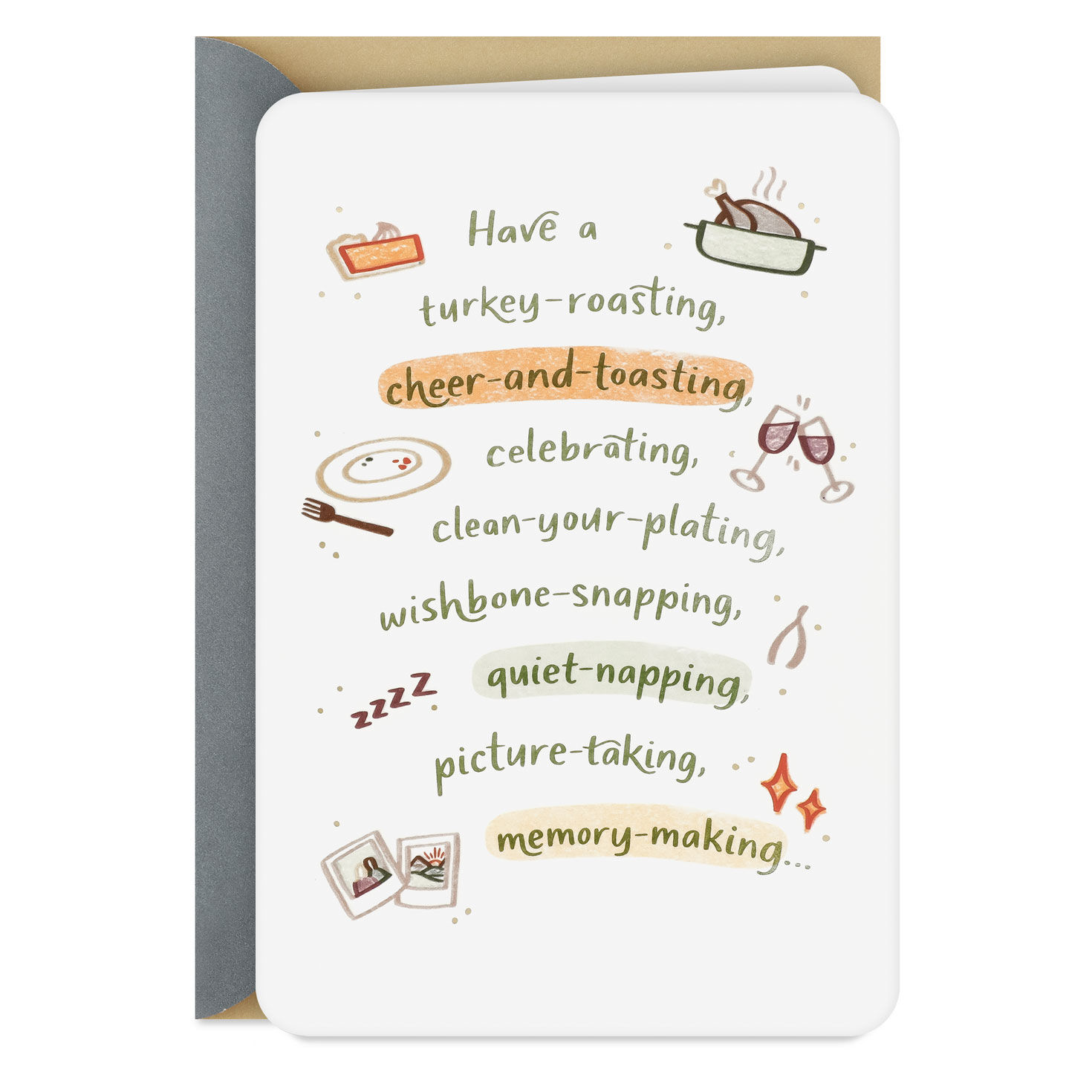 Turkey-Roasting, Cheer and Toasting Thanksgiving Card