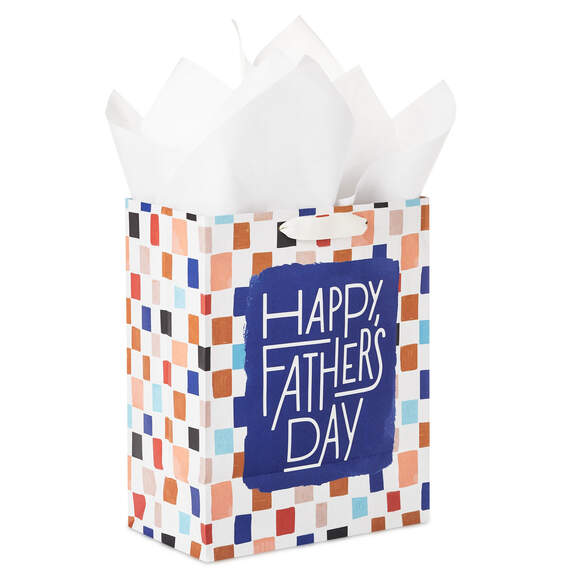 9.6" Colorful Checkerboard Medium Father's Day Gift Bag With Tissue Paper, , large image number 6