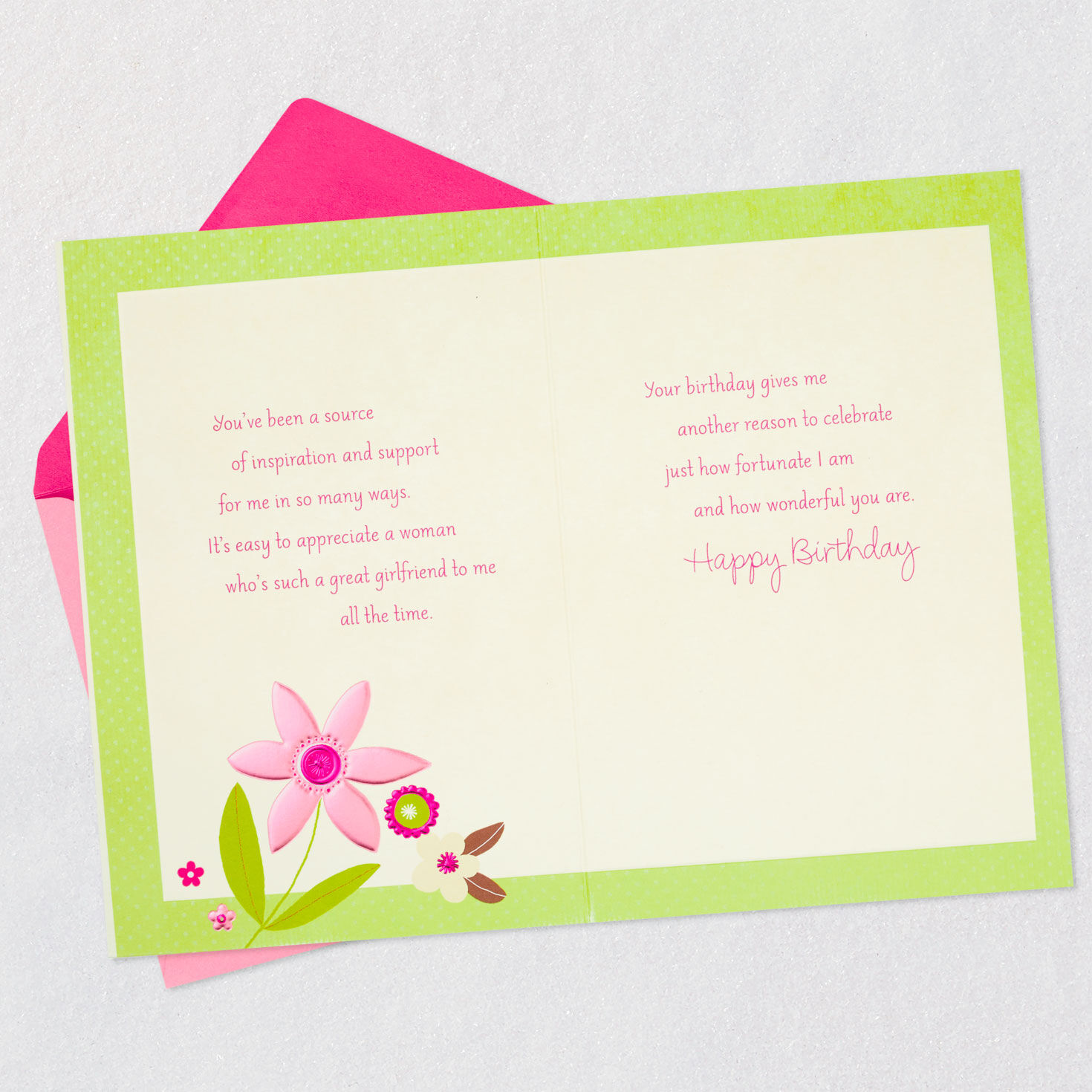 Retro Flower Frame Birthday Card for Friend Open card with envelope image number 4