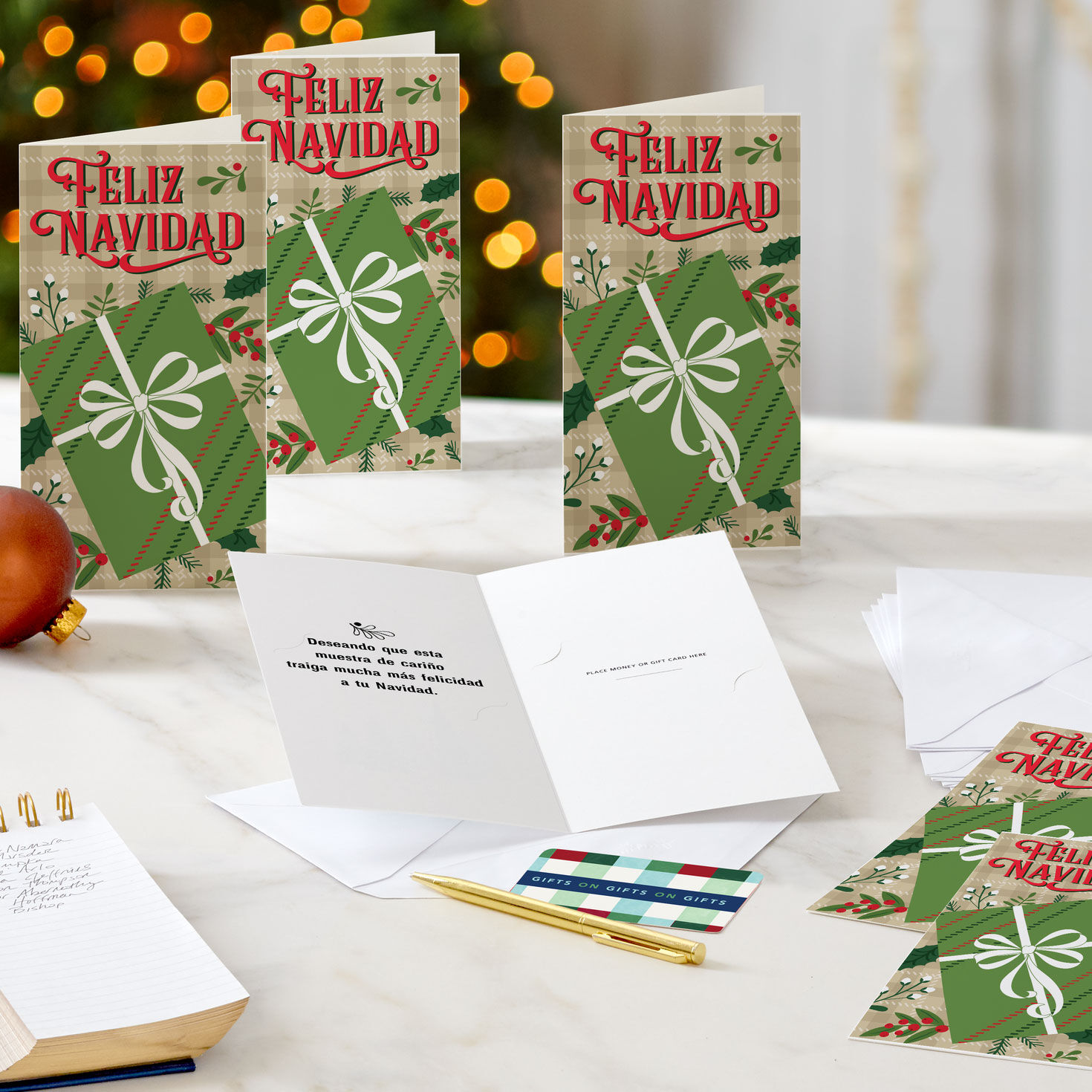 Gift on Plaid Money-Holder Christmas Cards in use image number 6