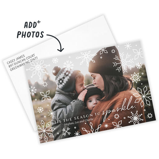Season of Sparkle Snowflakes Flat Holiday Photo Card, 