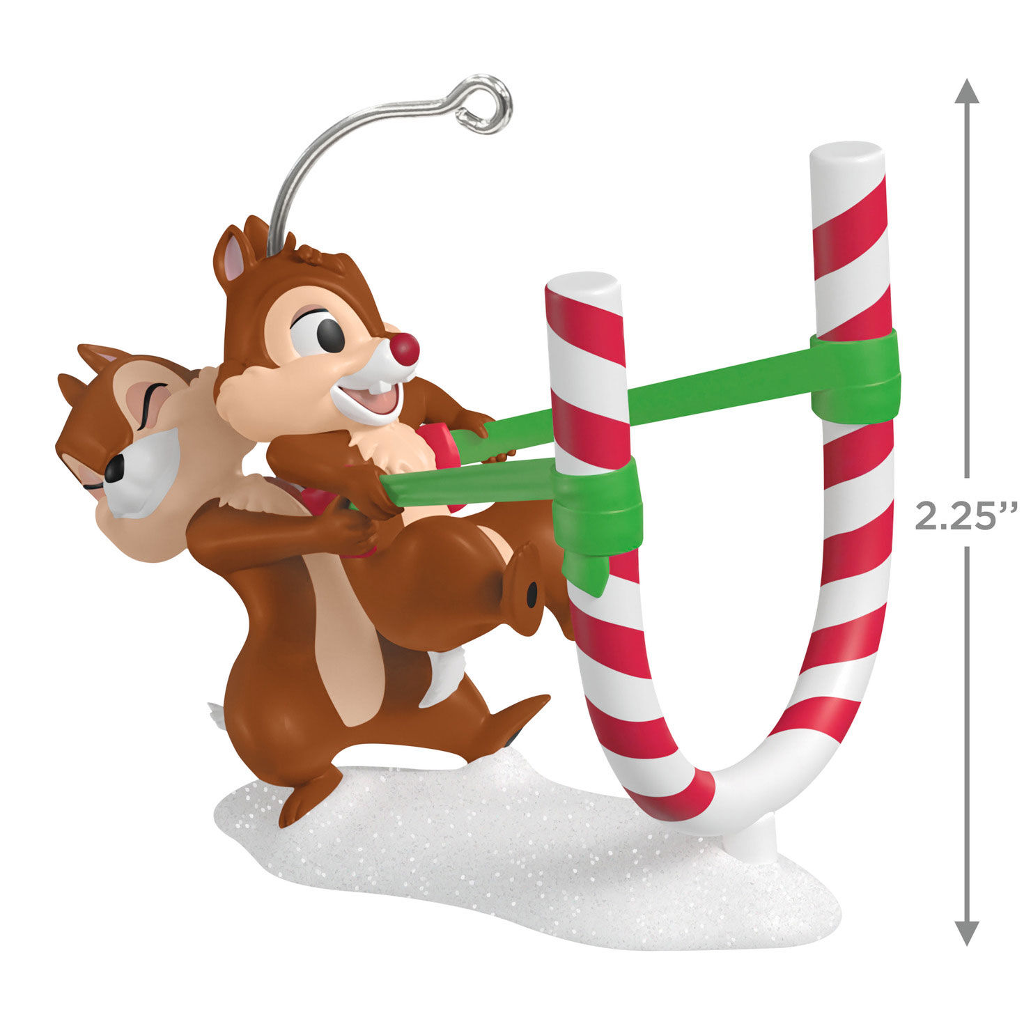 Chip and Dale Candy Cane Catapult Keepsake Ornament measurement image number 3