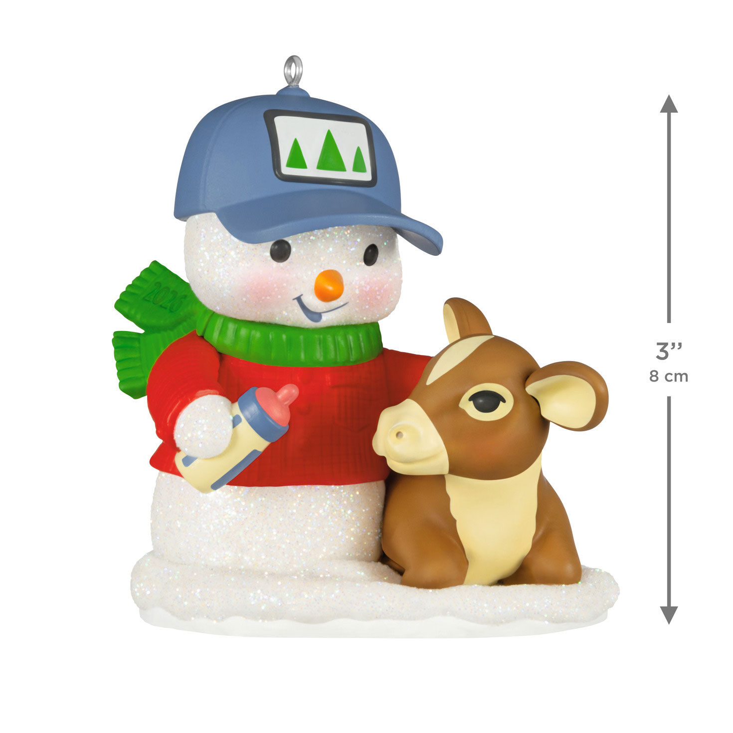 Snowman With Baby Cow Keepsake Ornament measurement image number 3