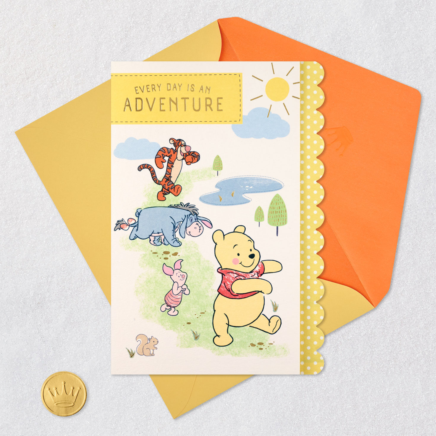 Disney Winnie the Pooh Birthday Card for Kids Card Front with Envelope and Gold Seal image number 7