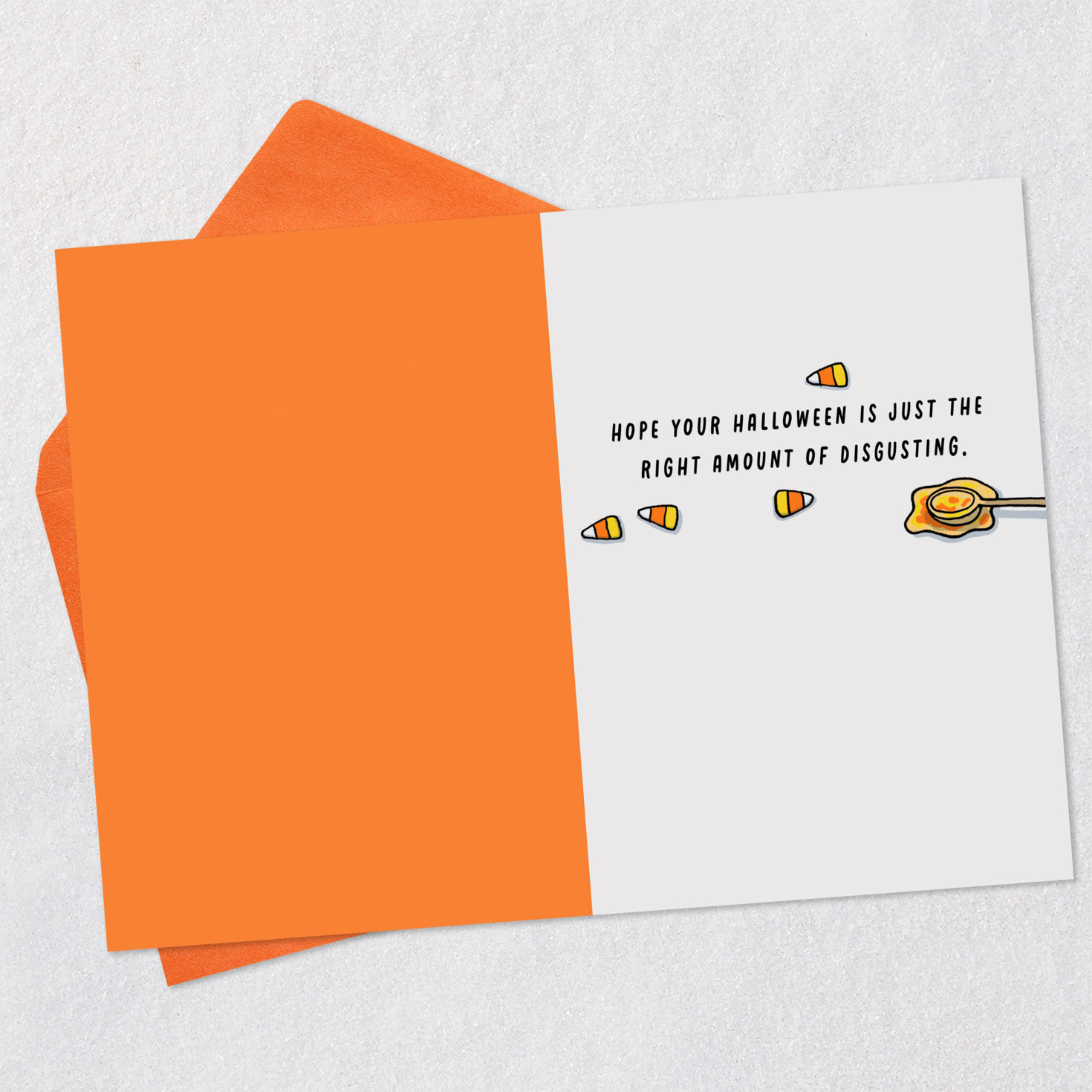 Candy Corn Cooking Funny Halloween Card Open card with envelope image number 3