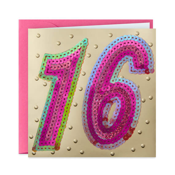 Sequined Sweet 16 Birthday Card for Her