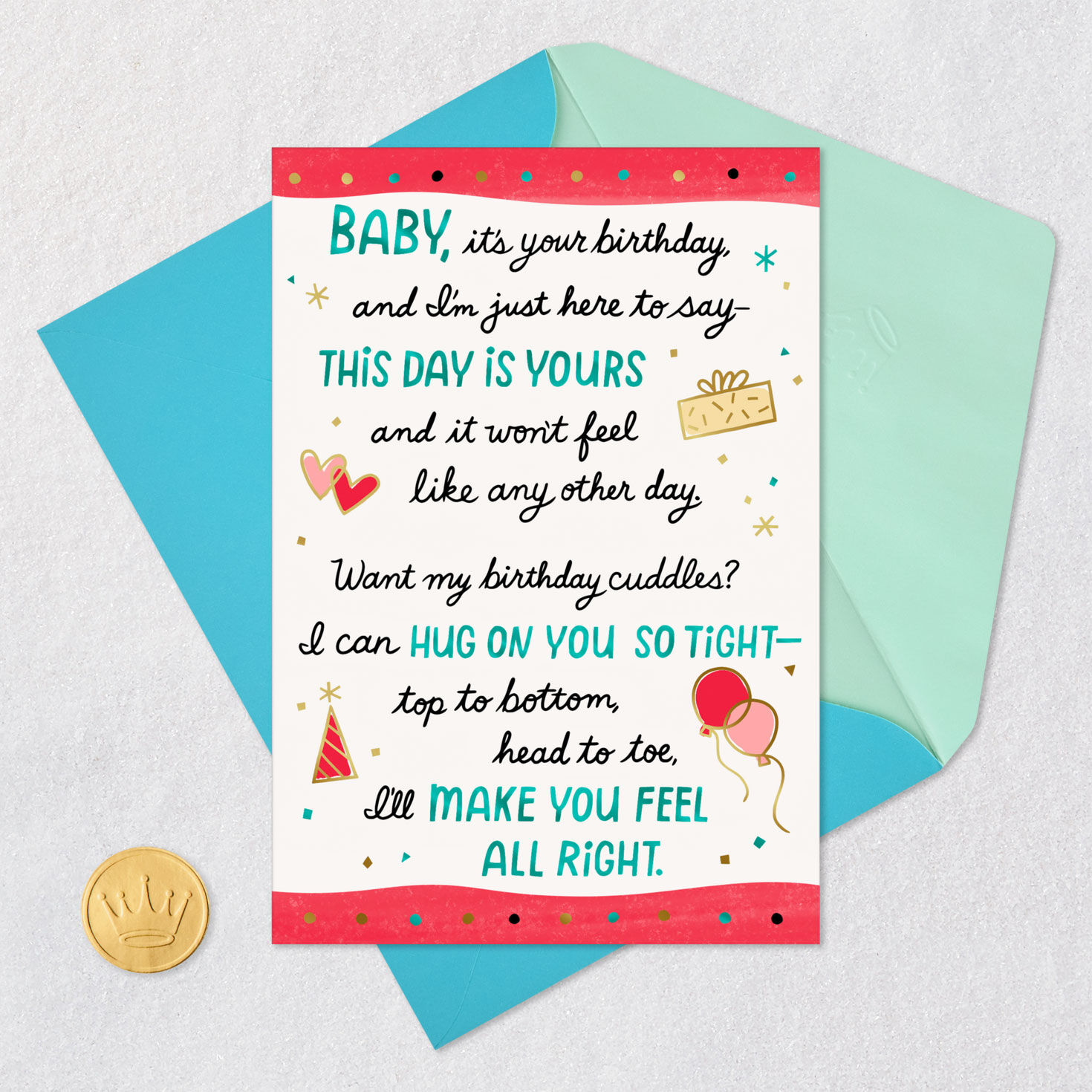 Romantic Icons Love Birthday Card Card Front with Envelope and Gold Seal image number 5