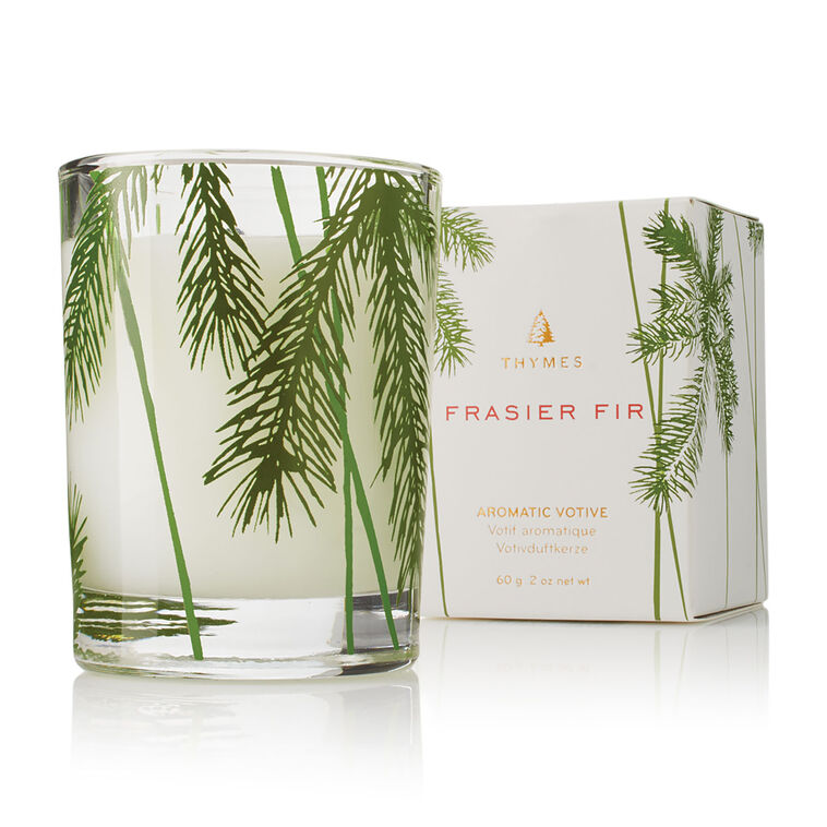 Thymes Frasier Fir Votive Candle, Pine Needle Design
