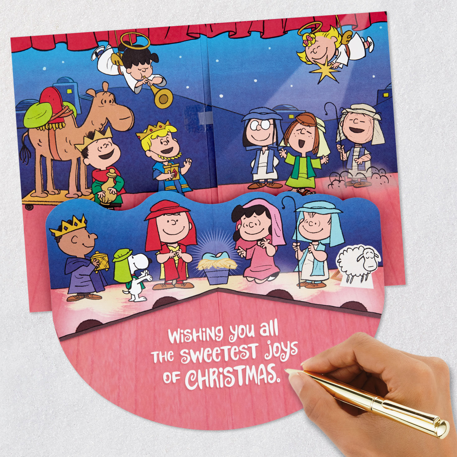Peanuts Christmas Pageant Musical Pop-Up Christmas Card signing card image number 6