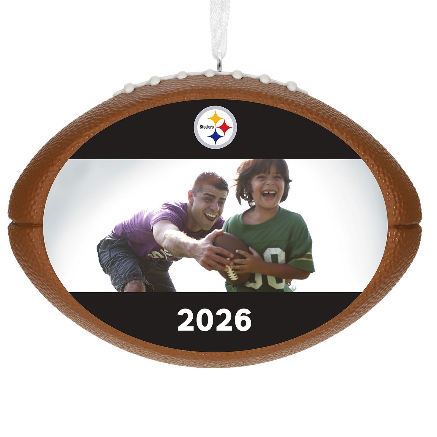 NFL Pittsburgh Steelers Football Personalized Ornament, Custom Photo and Text