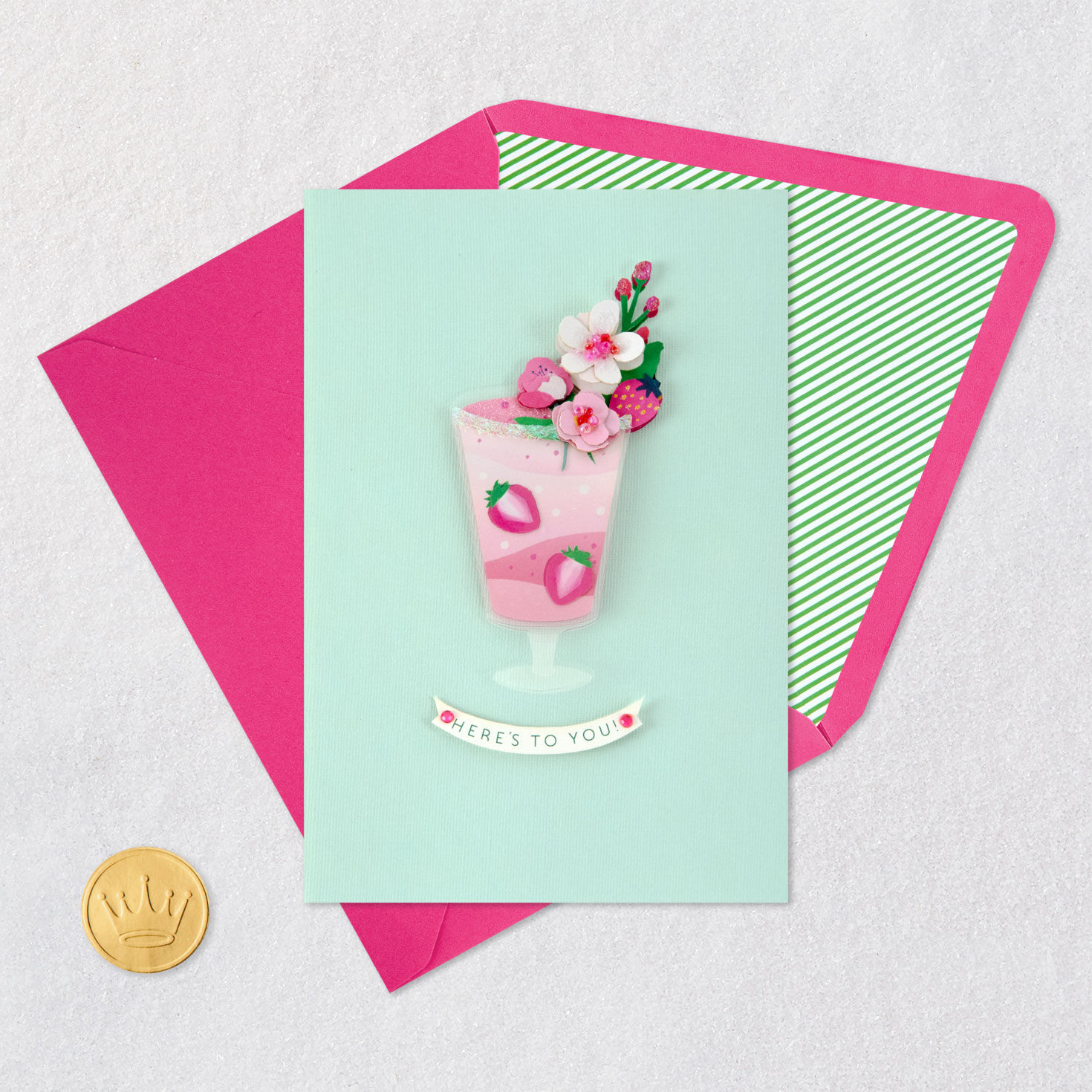 Strawberry Parfait Cocktail Birthday Card  image number 5