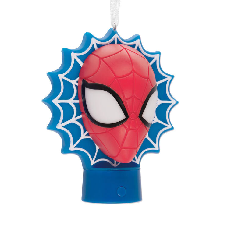 Marvel Spider-Man Face on Web Hallmark Ornament With Light