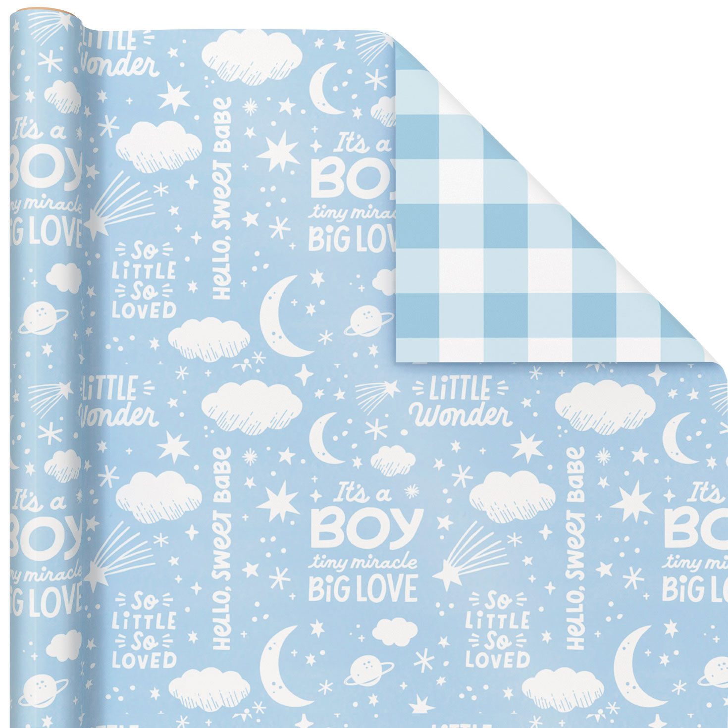 Baby Boy Gift Wrap 2 Sheets of Wrap 1 Matching tag Christening Wrapping Paper 