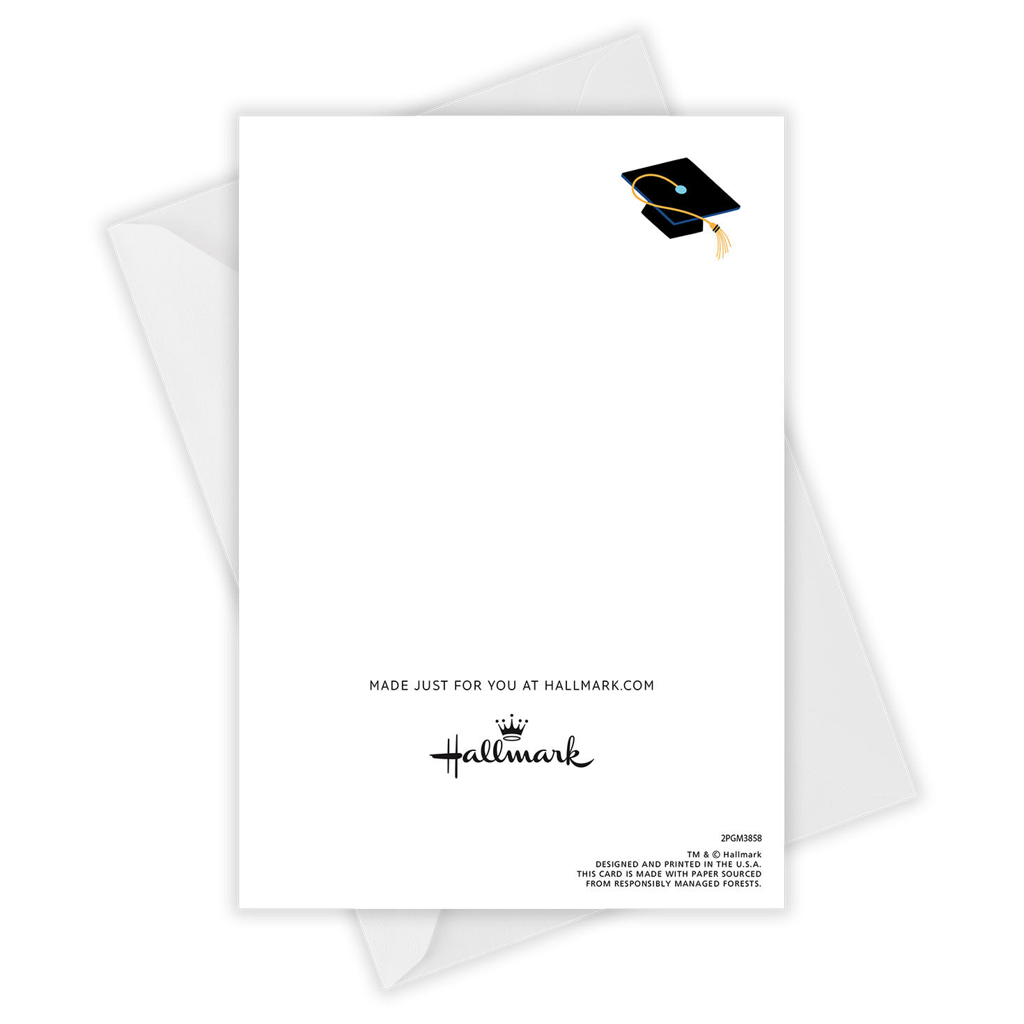 Yay You Blue Personalized Grad Card Card Back with Envelope image number 5