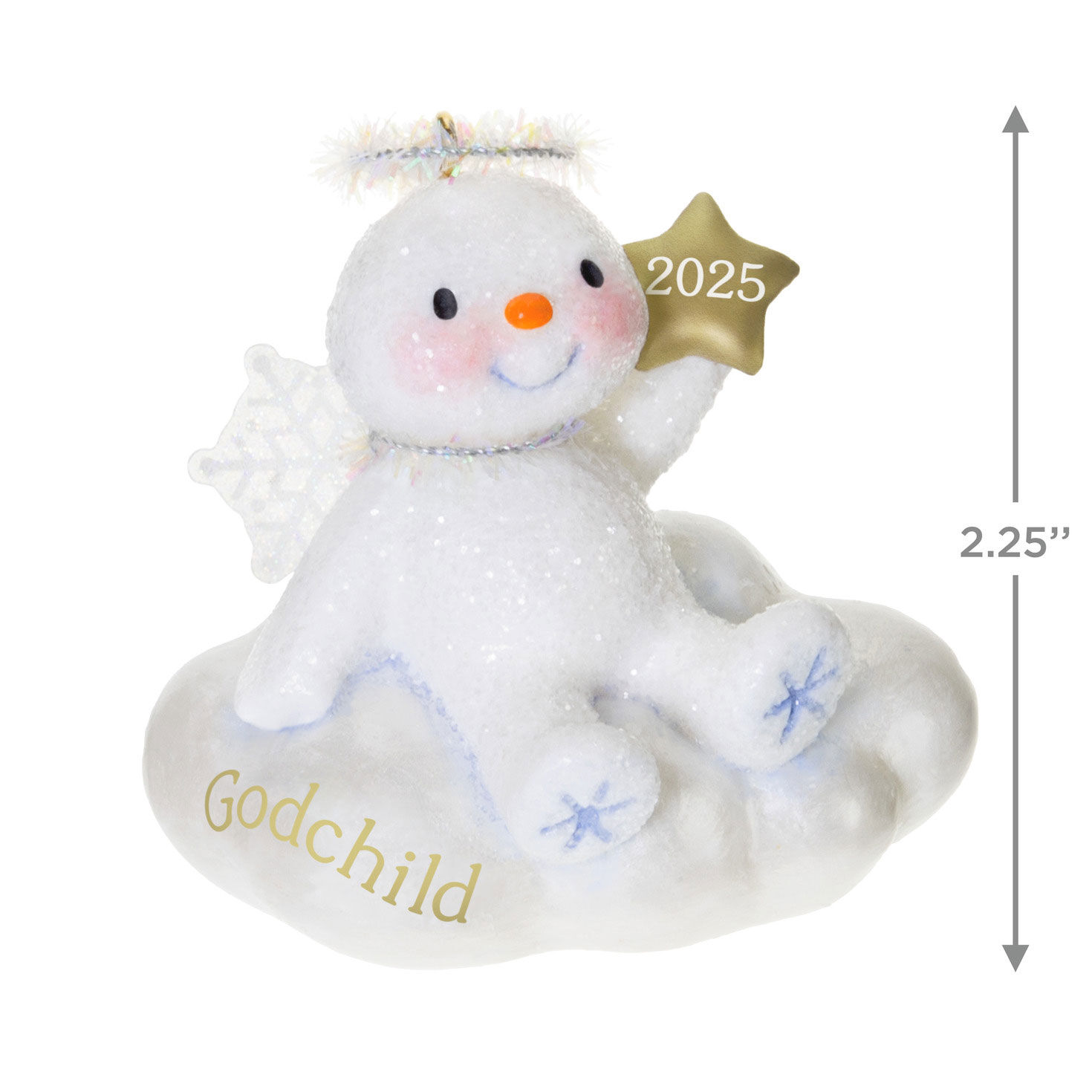 Godchild Snow Angel With Star Keepsake Ornament measurement image number 3