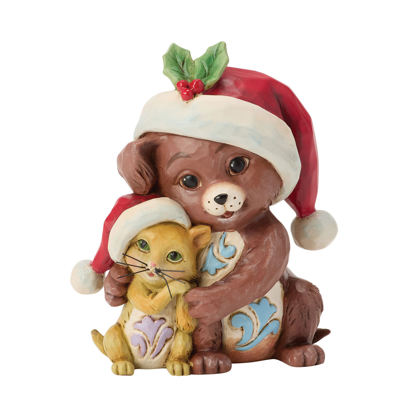 Jim Shore Heartwood Creek Hugging Dog and Cat Mini Figurine, 3.25"
