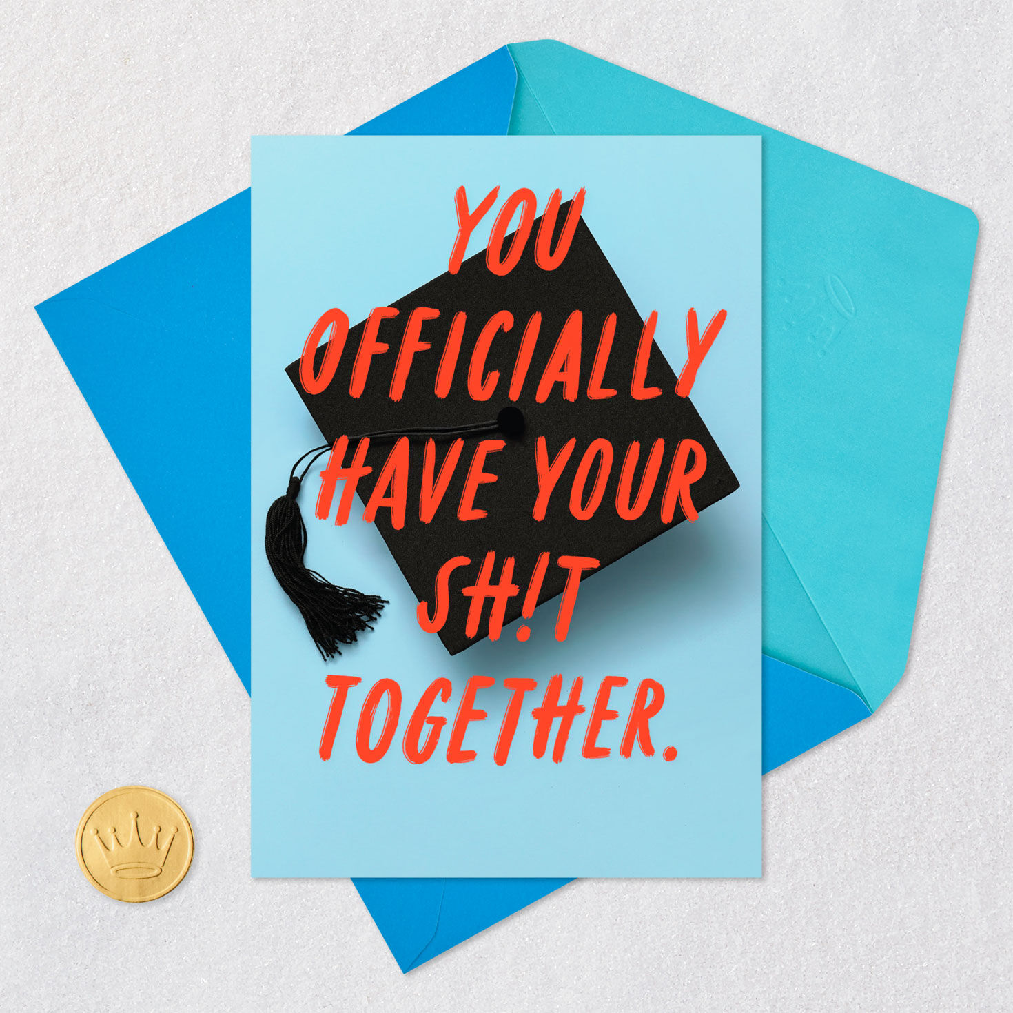 Officially Have Your Shit Together Funny Graduation Card Card Front with Envelope and Gold Seal image number 5