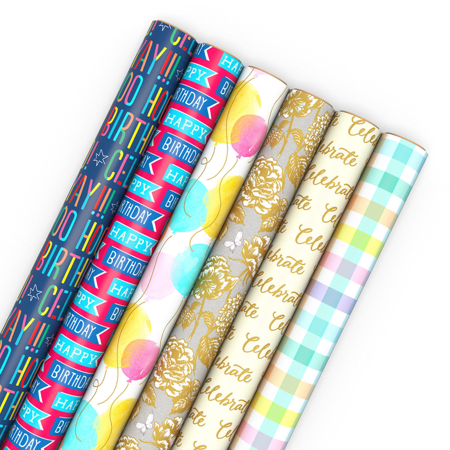 Gold and White 6-Pack Holiday Wrapping Paper Assortment, 180 sq. ft. -  Wrapping Paper Sets - Hallmark