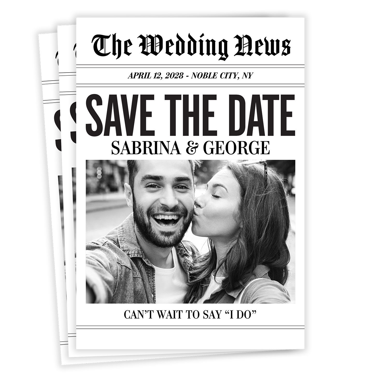 Newspaper Flat Wedding Save the Date