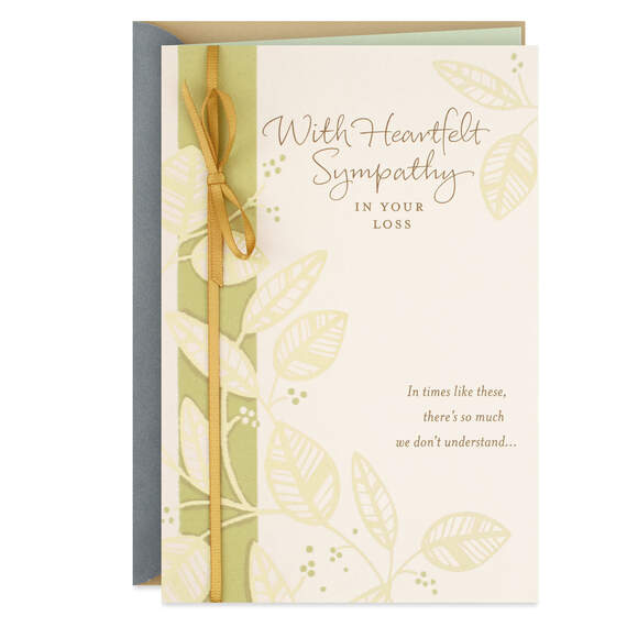 Gold Leaves Religious Sympathy Card, , large image number 1