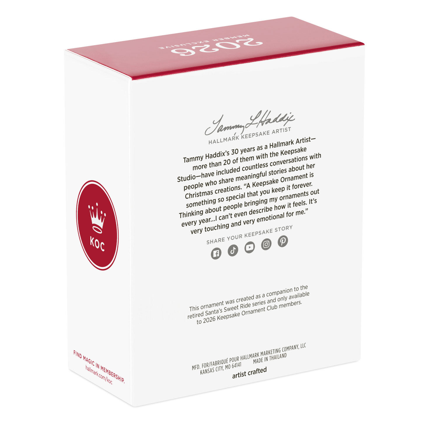 Santa on Candy Motorcycle Keepsake Ornament package back image number 8