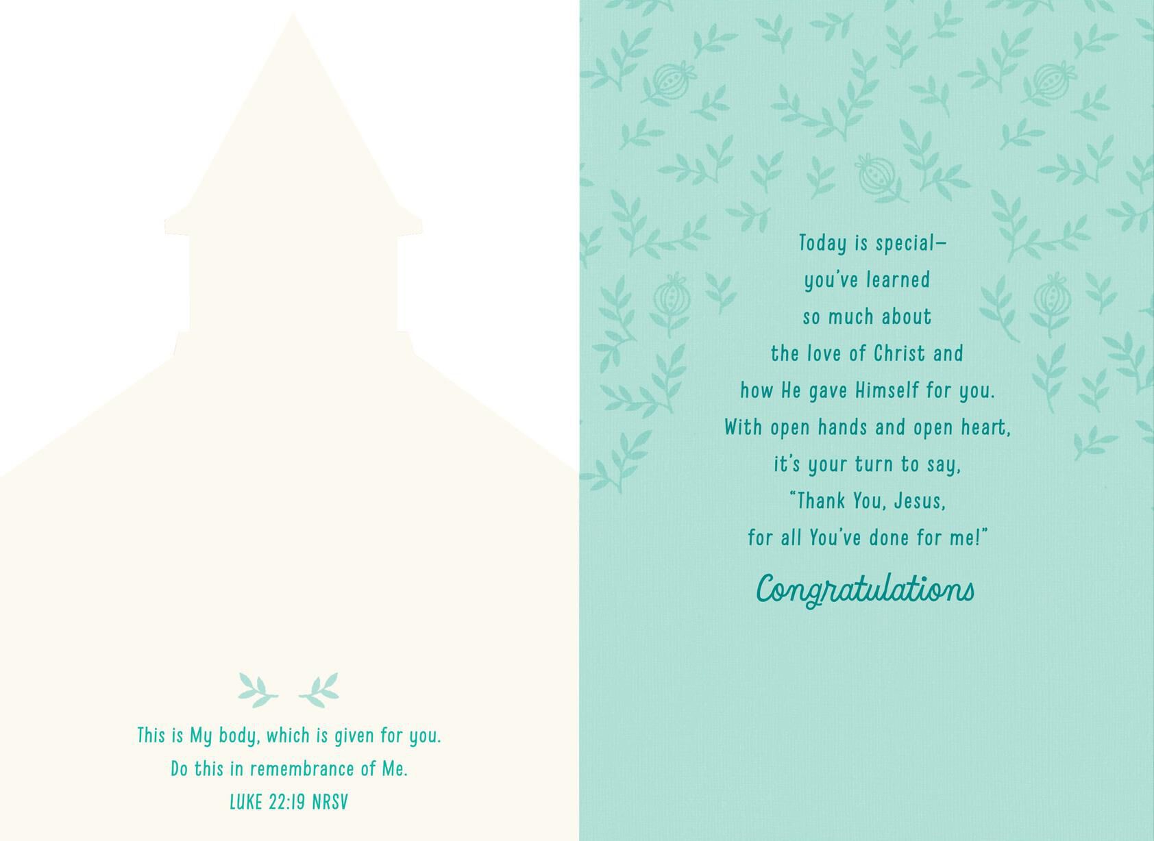 Church With Steeple First Communion Card