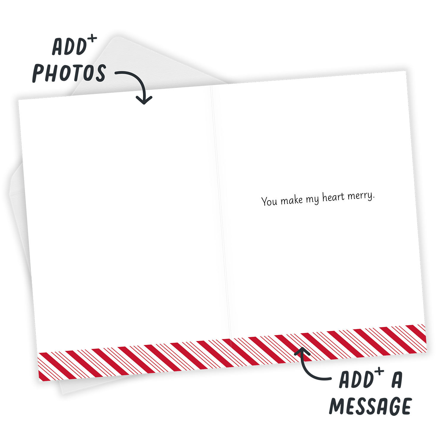 Candy Cane Heart Custom Holiday Card, , large image number 3