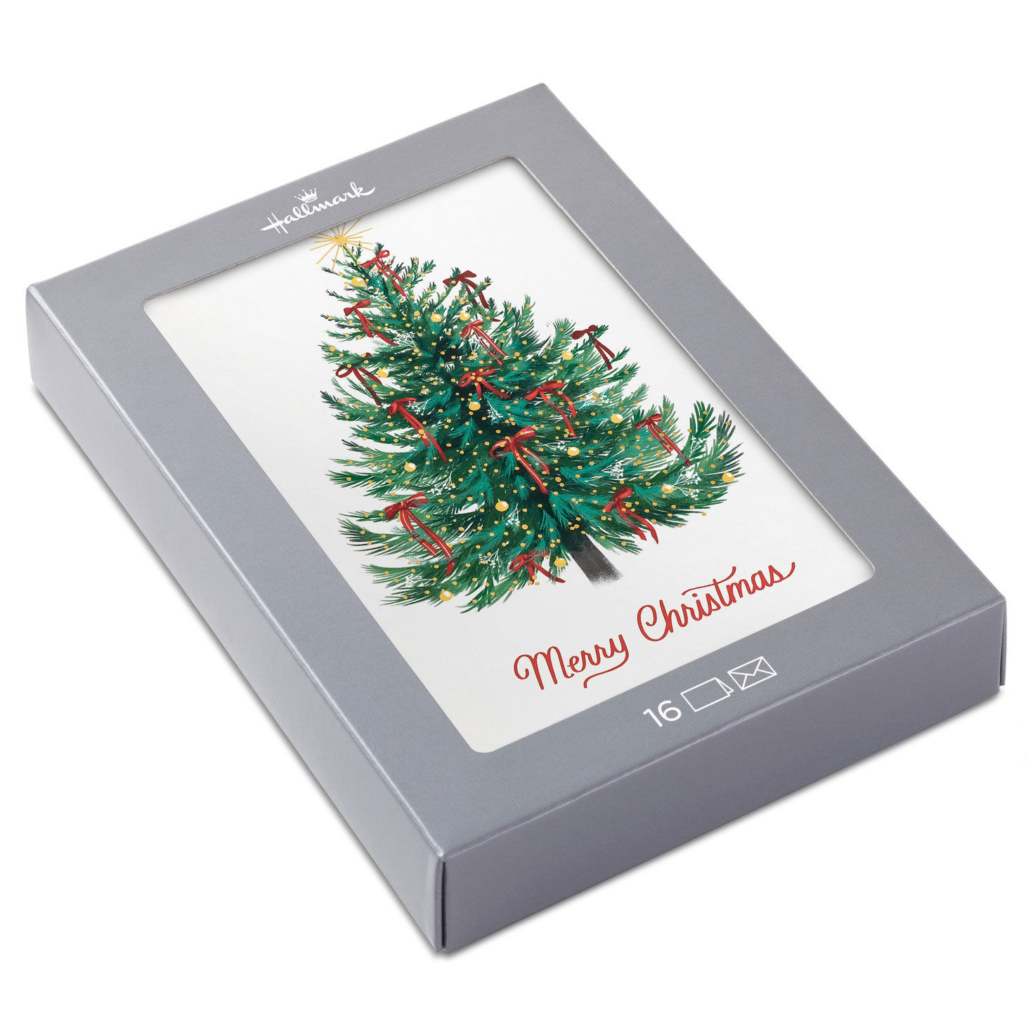 Classic Tree Boxed Christmas Cards, Pack of 16