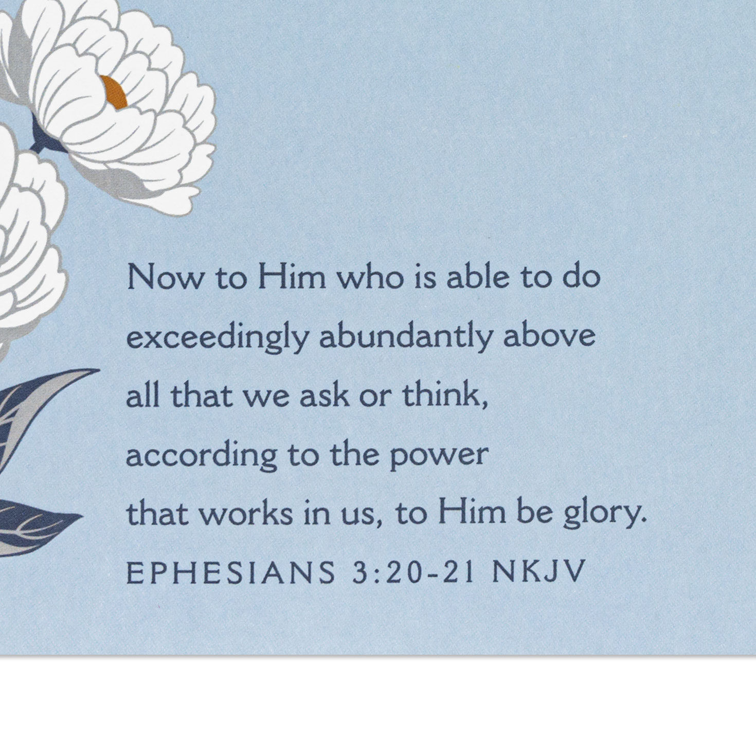 White and Gold Flowers on Dusty Blue Anniversary Card Scripture image number 3
