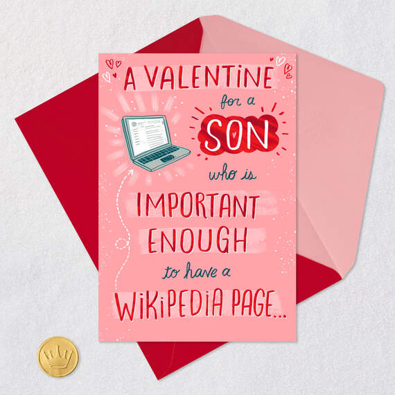 Important, Talented, Cool Funny Valentine's Day Card for Son, , large image number 7