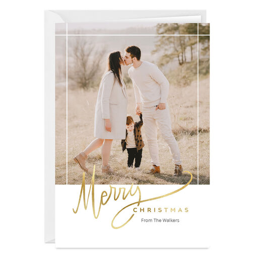 Personalized Elegant Merry Christmas Photo Card, 