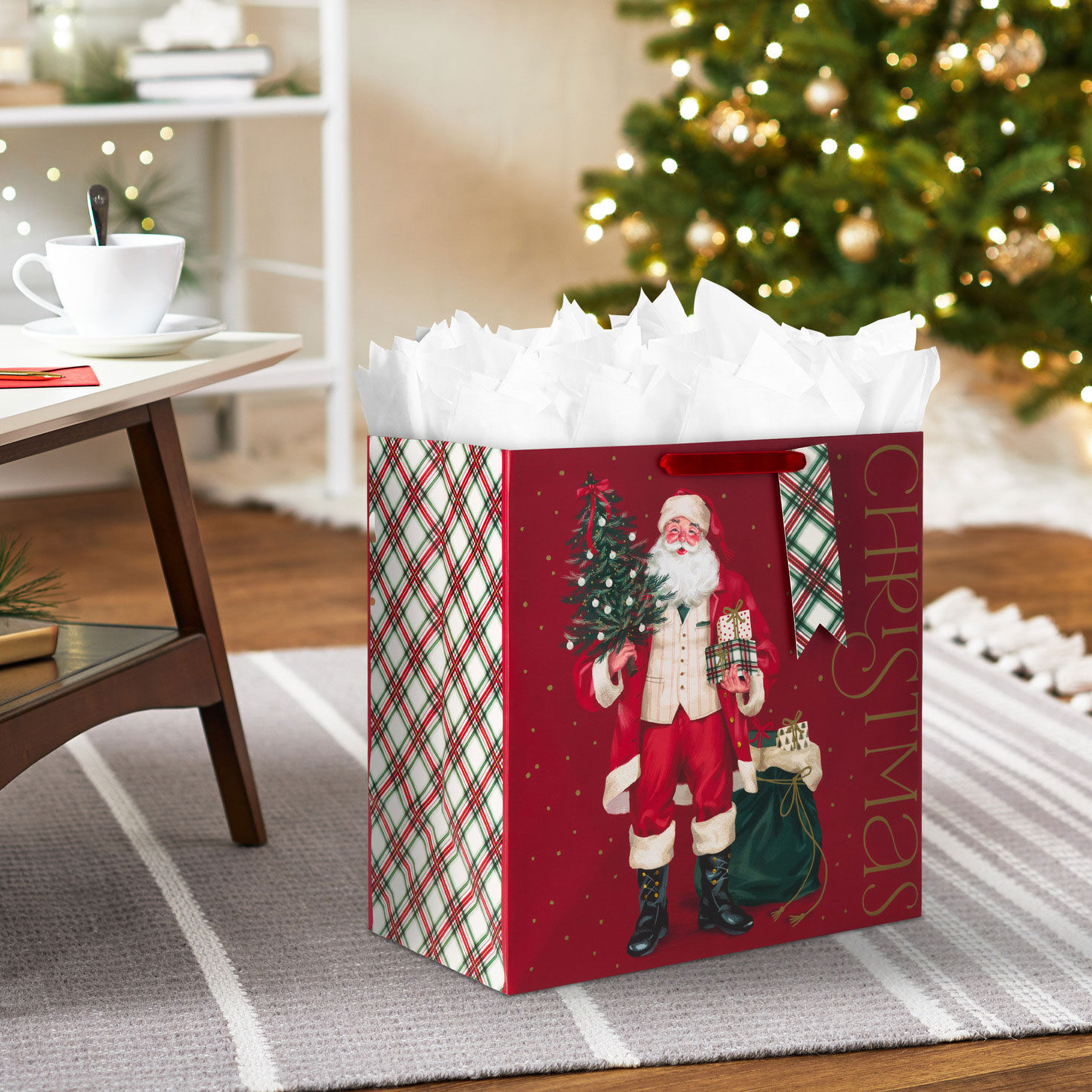 Smiling Santa Extra-Deep Christmas Gift Bag in use image number 2