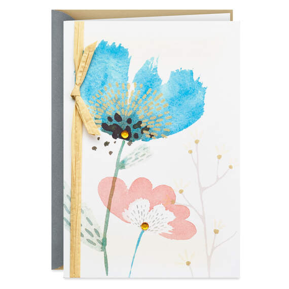 Modern Watercolor Flowers Sympathy Card, , large image number 1