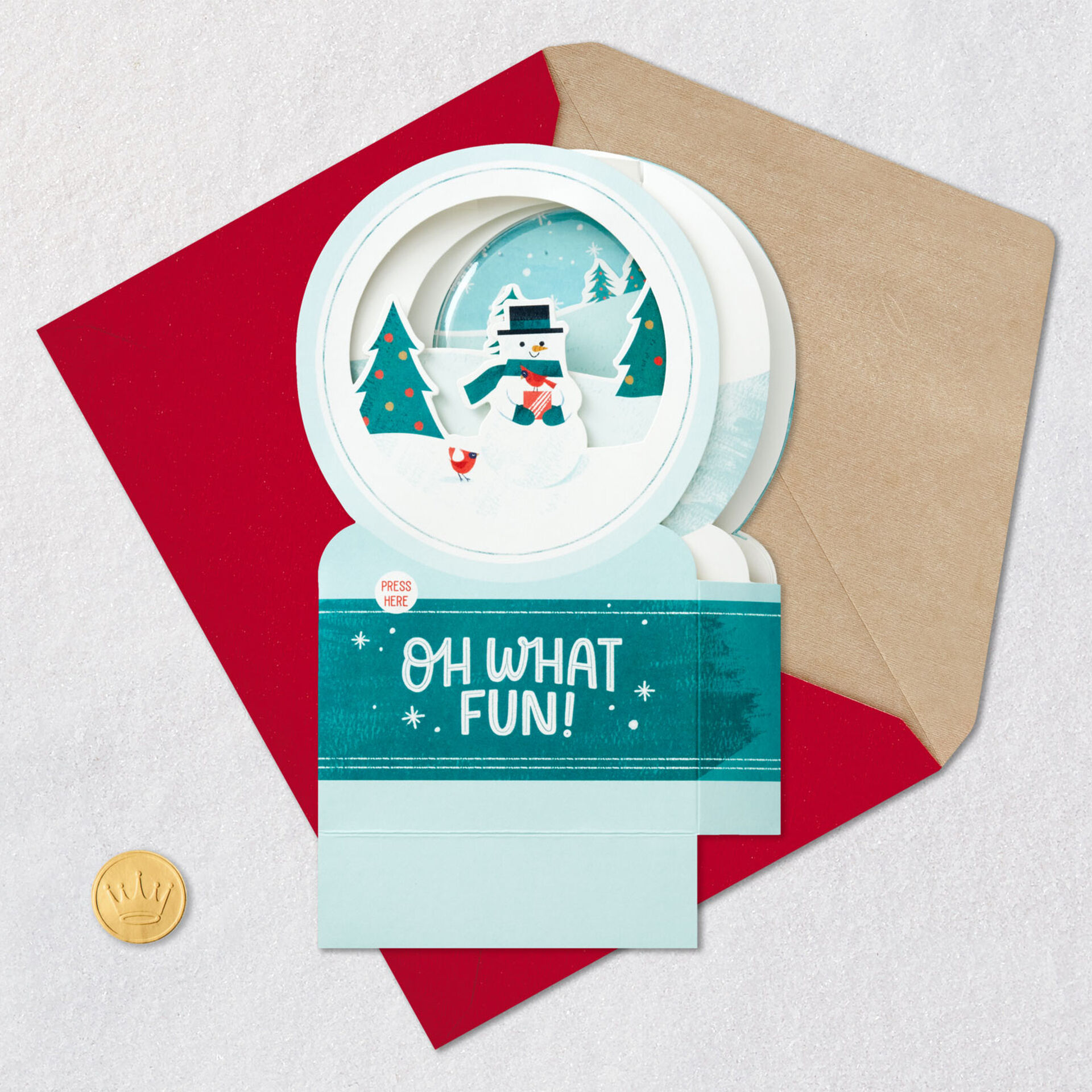 Snowman Snow Globe Musical 3D PopUp Christmas Card With Motion