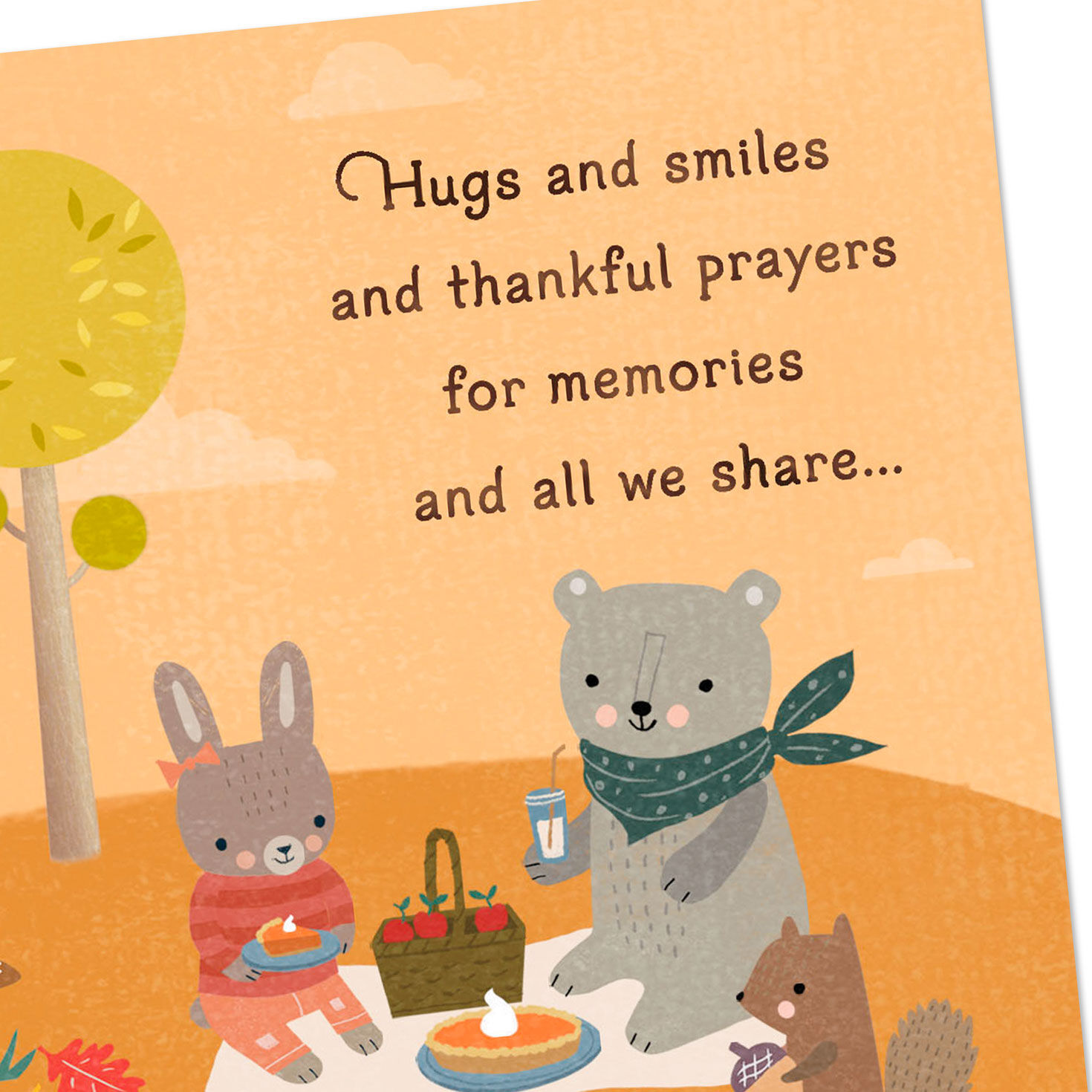 Cute Woodland Animal Picnic Thanksgiving Card Card Front Detail image number 4